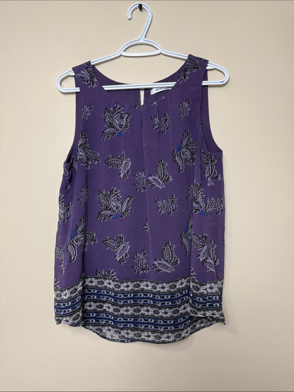 Ricki's Purple Paisley Border Print Sleeveless Tank size M